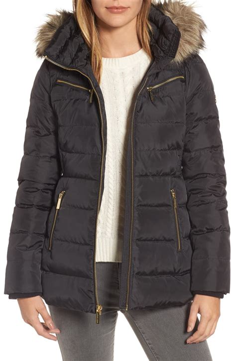 michael kors puff jacket removable fur hood mens|Michael Kors reversible puffer jacket.